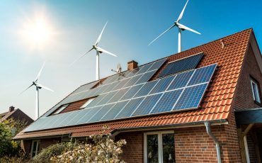 renewable energy house stock image