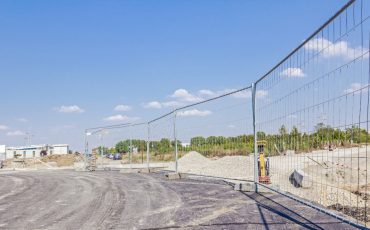 fence construction tempory fencing stock image