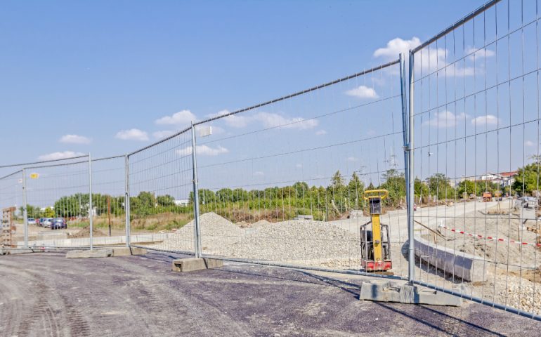 fence temporary construction stock image